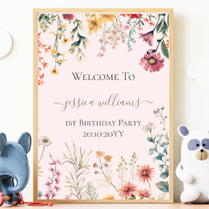 Poster Petite Fleur Sauvage Fête son Premier Anniversaire