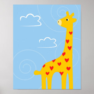 Poster Petite girafe illustration art Savana mignonne