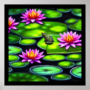 Poster Petite grenouille sur Lily Pad