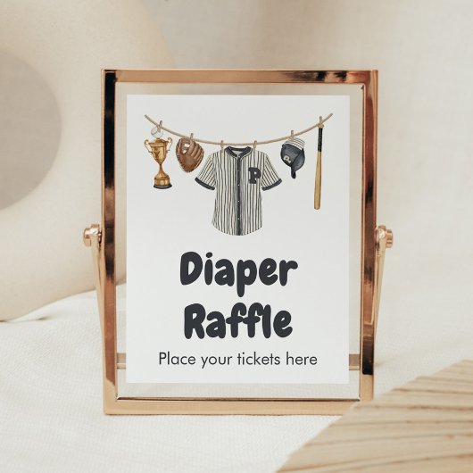 Poster Petite luge de baseball Baby shower Déchets Raffle