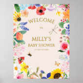 Poster Petite maman fleur sauvage à Bee Baby shower Bienv (Devant)
