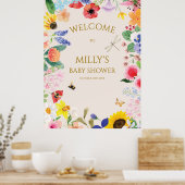 Poster Petite maman fleur sauvage à Bee Baby shower Bienv (Cuisine)