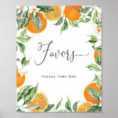 Poster Petite mignonne aquarelle oranges Favoriser signe (Devant)