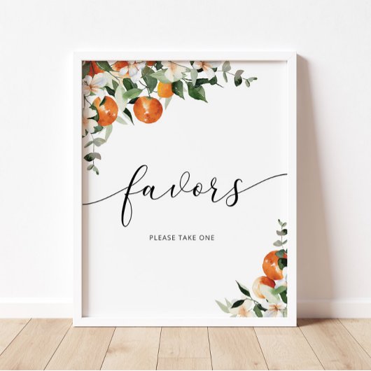 Poster Petite mignonne aquarelle oranges Favoriser signe