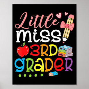 Poster Petite Miss 3e Année Retour À L'École Filles Trois