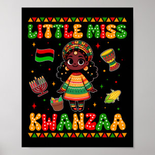 Poster Petite Miss Kwanzaa Joyeuse Kwanzaa Black Girl Tod