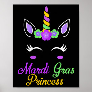 Poster Petite Miss Mardi Gras Princesse Unicorn Filles En