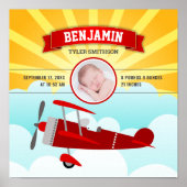 Poster Petite photo de bébé avion rouge pilote naissance  (Devant)