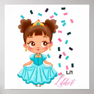 Poster Petite Princesse LILIBET Cadeau Turquoise Joliment