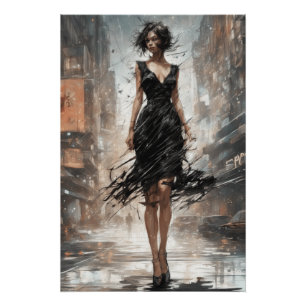 Poster Petite robe noire artistique Rending IA améliorée