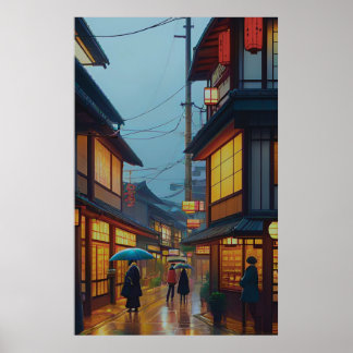 Poster Petite route japonaise Rainy