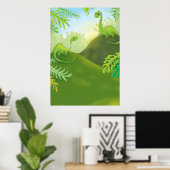 Poster petite scène de terrain de dinosaure (Bureau à domicile)