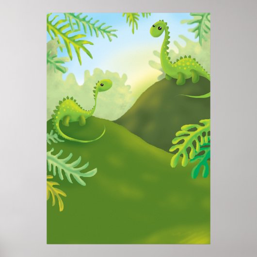 Poster petite scène de terrain de dinosaure (Devant)