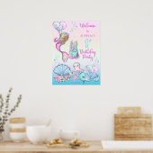 Poster Petite Sirène de Couleur - Fille 1er Anniversaire (Cuisine)