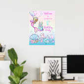 Poster Petite Sirène de Couleur - Fille 1er Anniversaire (Bureau à domicile)