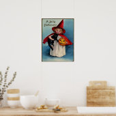 Poster Petite Sorcière avec son chat noir (Cuisine)