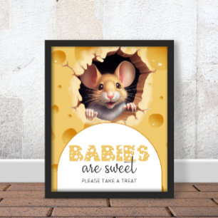 Poster Petite souris au fromage Les bébés sont doux