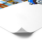 Poster Petite voiture bleue et arbre Noël personnalisé (Coin)