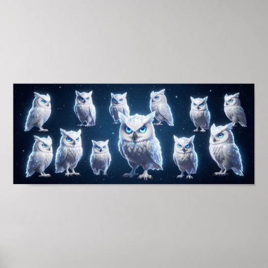 Poster Petites chouettes blanches ++ (Devant)