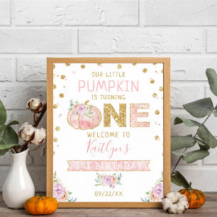 Poster Petites filles Citrouilles 1er anniversaire Affich