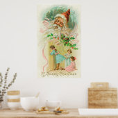 Poster Petites filles espionnant à travers la porte de la (Cuisine)