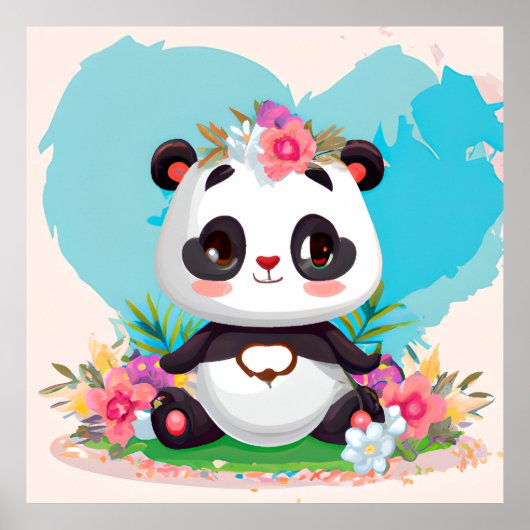 Poster Petites filles Panda ours (Devant)