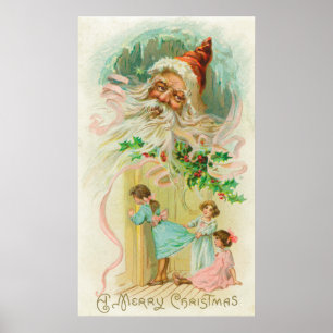 Poster Petites filles remarquant par la porte de chambre