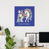 Poster Petites filles unicorne ajouter un message (Bureau à domicile)