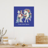 Poster Petites filles unicorne ajouter un message (Cuisine)