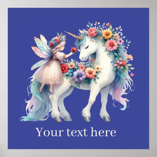 Poster Petites filles unicorne ajouter un message (Devant)