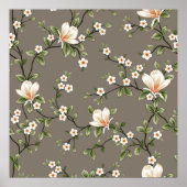 Poster petites fleurs ramassées avec motif feuille vert o (Devant)