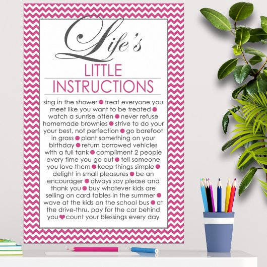 Poster Petites Instructions de Vie Rose