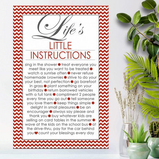 Poster Petites Instructions de Vie Rouge