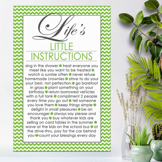 Poster Petites Instructions de Vie Vert Citron
