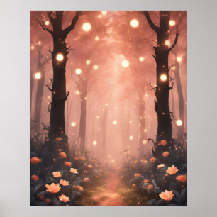 POSTER PETITES LUMIÈRES DE PÊCHE DE LA FORÊT ENCADRÉE