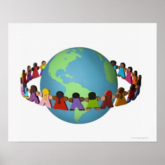 Poster Petites poupées en bois d'ethnies variées (Devant)