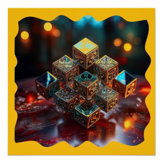 Poster Petits Blocs Avec Des Designs Géométriques Empilés (Devant)