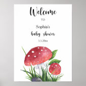 Poster Petits champignons - baby shower d'accueil (Devant)
