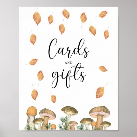 Poster petits champignons - cartes et cadeaux baby shower (Devant)