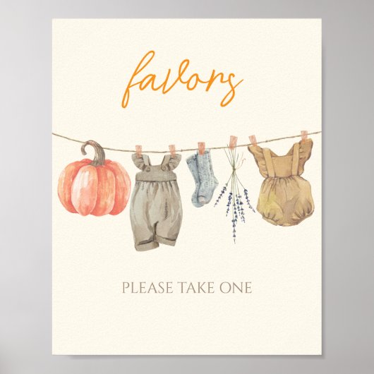Poster Petits Citrouilles Vêtements d'Automne Baby shower (Devant)
