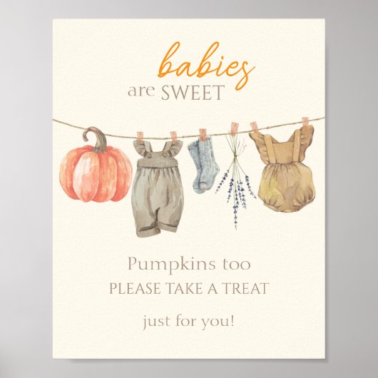 Poster Petits Citrouilles Vêtements d'automne Fille Bébés (Devant)