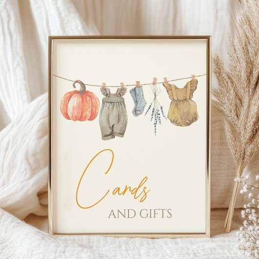 Poster Petits Citrouilles Vêtements d'automne Fille Carte