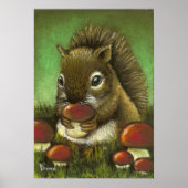 Poster Petits écureuils et champignons (Devant)