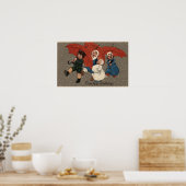 Poster Petits enfants avec parapluies (Cuisine)