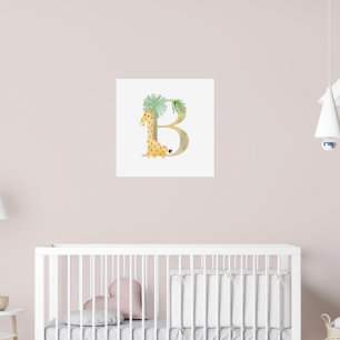 Poster Petits enfants Giraffe animale Monogramme B Nurser