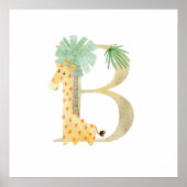 Poster Petits enfants Giraffe animale Monogramme B Nurser (Devant)