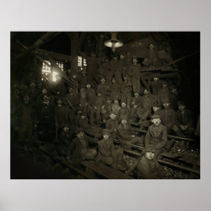 POSTER PETITS GARÇONS - MINE DE CHARBON PENNSYLVANIA 1911