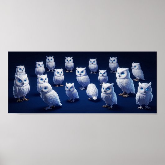Poster Petits hiboux blancs (Devant)