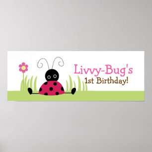 Poster Petits Ladybugs Bandeau d'anniversaire personnalis