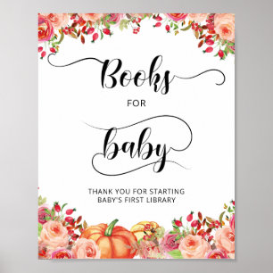 Poster Petits livres floraux Citrouilles pour bébé